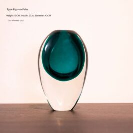 Teal Teardrop Glass Vase