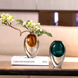 Teal Teardrop Glass Vase